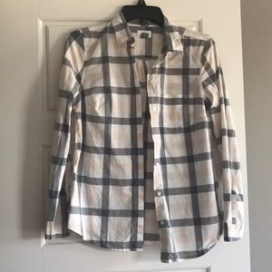 Old Navy gray and pink checkered button down